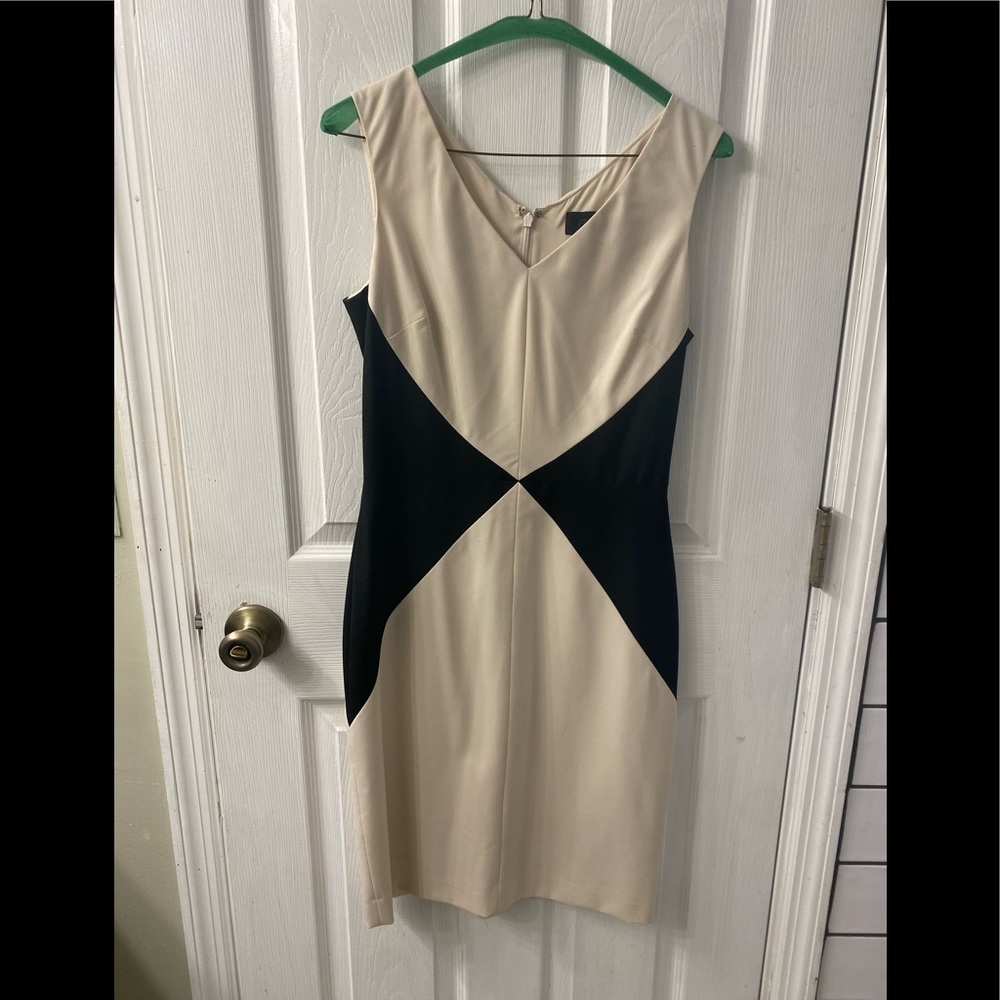Banana Republic black and cream sheath dress